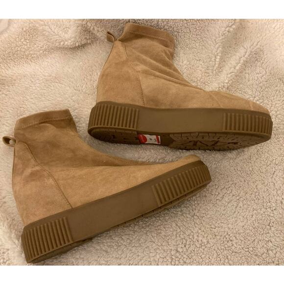 Steve Madden Women's Freshly Suede Wedge Sneaker Ankle Boots Size 9M Tan NWT - Picture 2 of 8